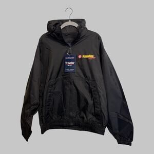 Vintage Swingster Texas Havoline Racing Hooded Jacket Travel Windbreaker Rare LG